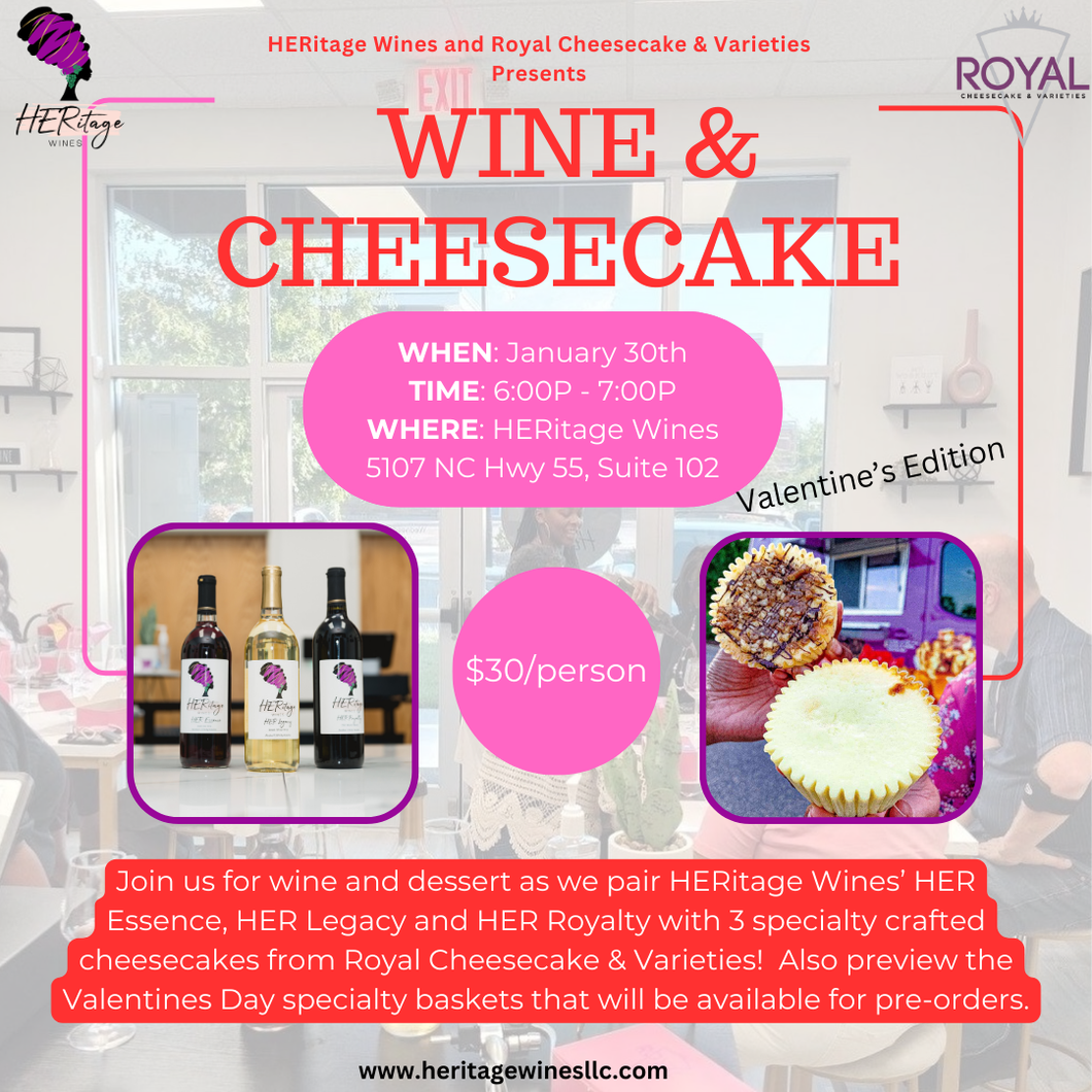 Valentines Edition Wine & Cheesecake Event